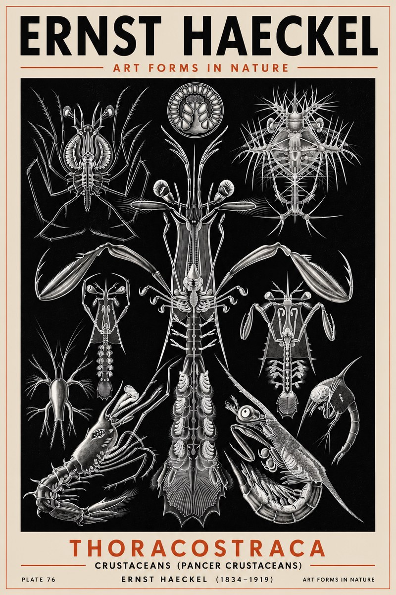 Ernst Haeckel Thoraocostraca - Crustaceans - Plate 76 No5 - Poszter