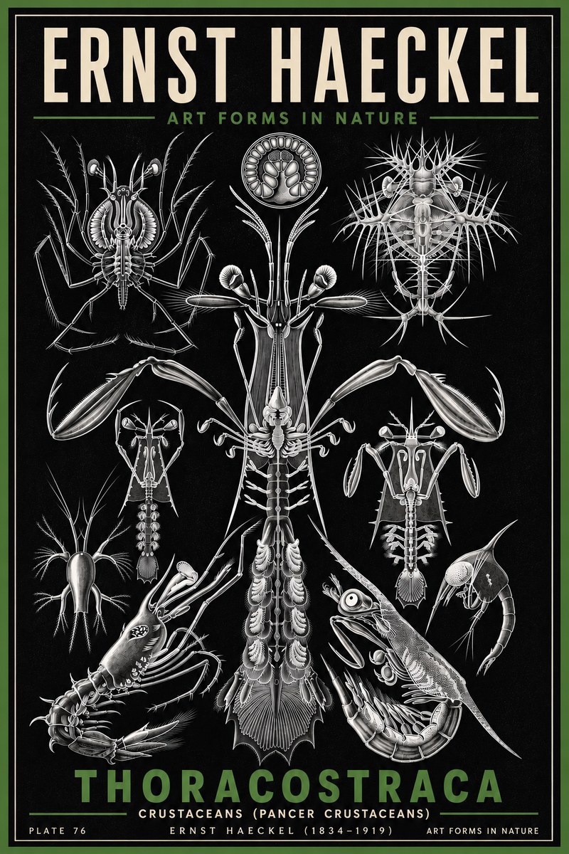 Ernst Haeckel Thoraocostraca - Crustaceans - Plate 76 No6 - Poszter