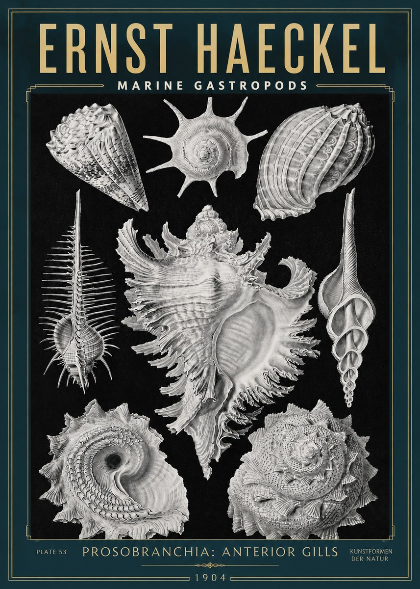 Ernst Haeckel Prosobranchia - Marine Gastropods No3 - Poszter