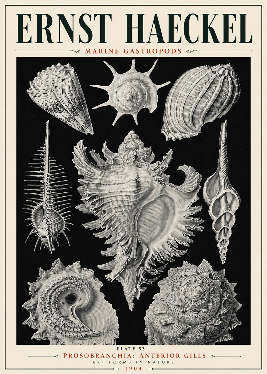 Ernst Haeckel Prosobranchia - Marine Gastropods No6 - Poszter