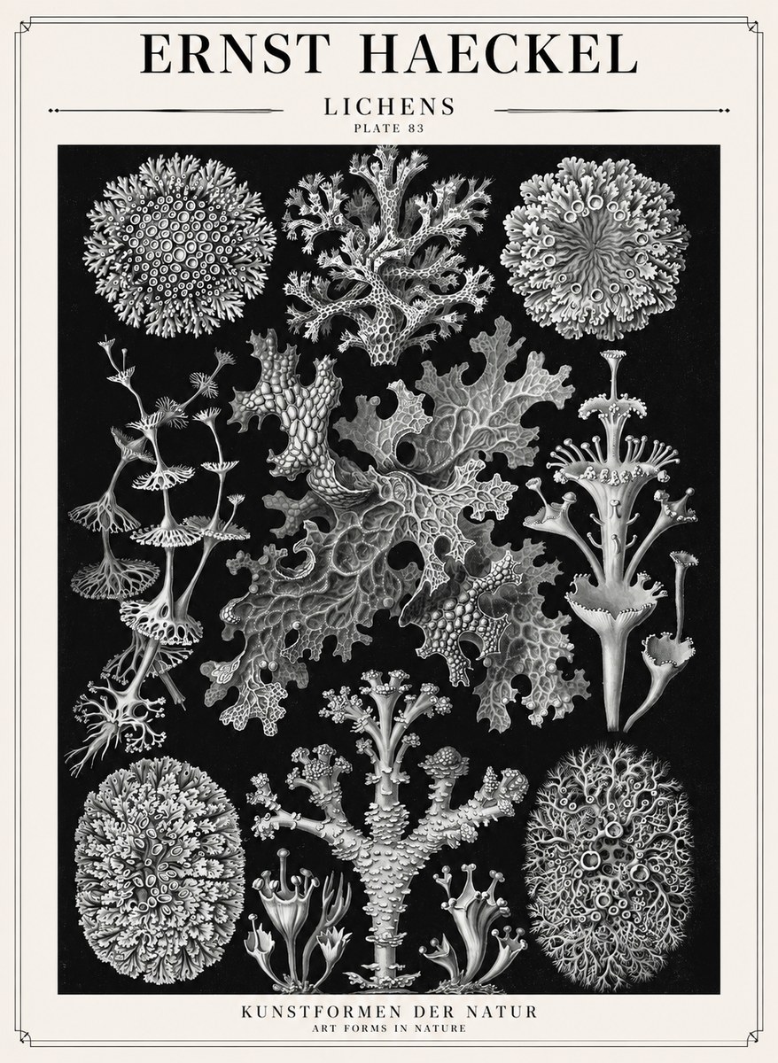 Ernst Haeckel Lichens - Plate 83 No1 - Poszter