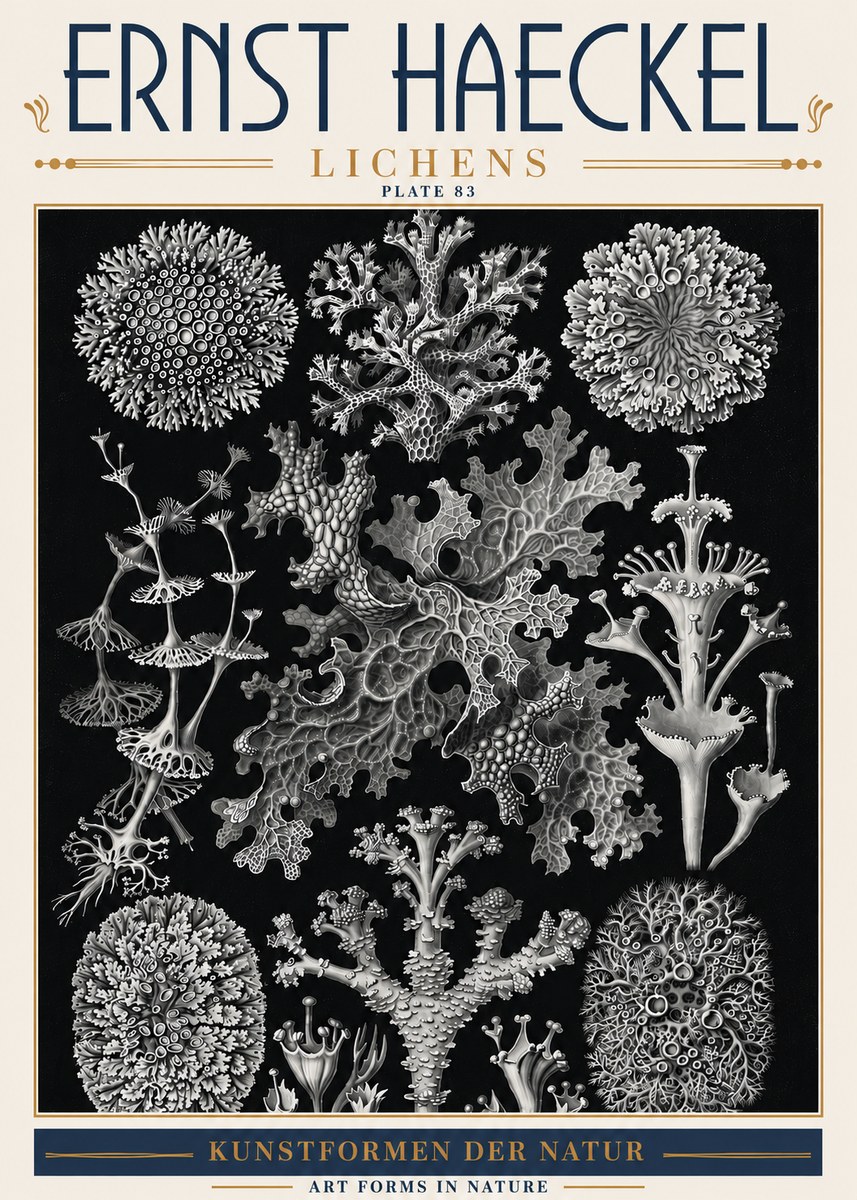 Ernst Haeckel Lichens - Plate 83 No6 - Poszter