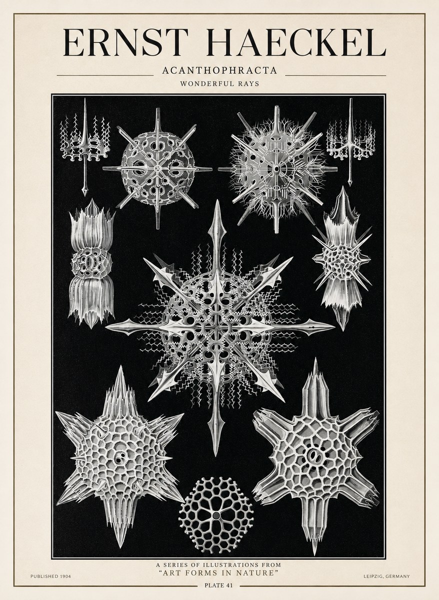 Ernst Haeckel Acanthophracta - Wonderful Rays No1 - Poszter