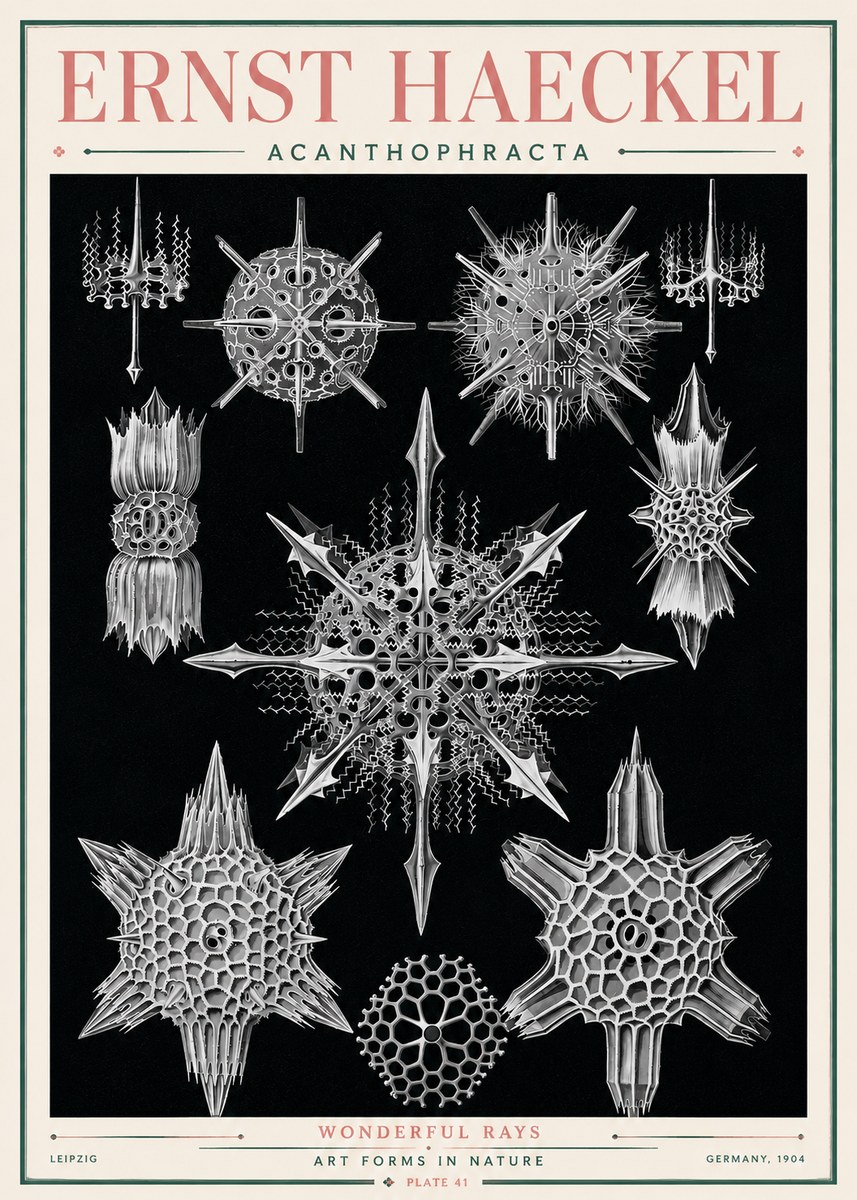 Ernst Haeckel Acanthophracta - Wonderful Rays No3 - Poszter
