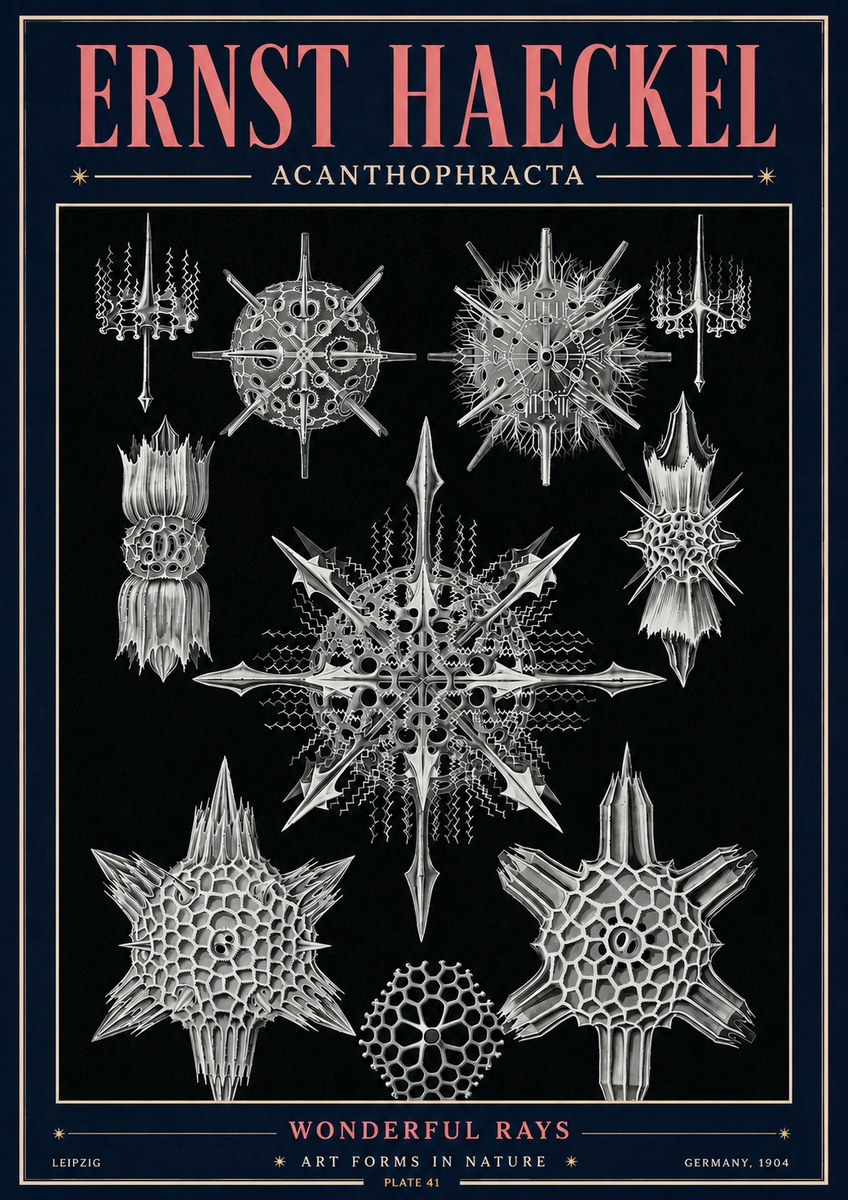 Ernst Haeckel Acanthophracta - Wonderful Rays No4 - Poszter