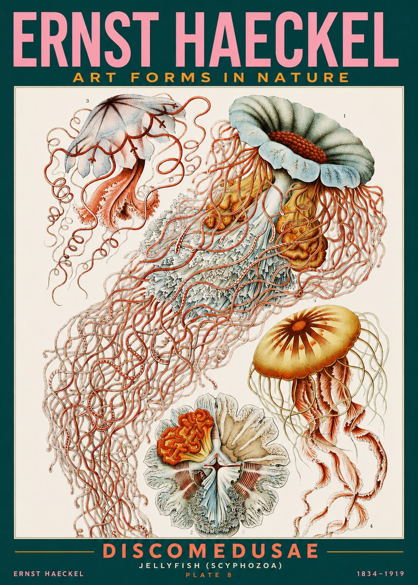 Ernst Haeckel Discomedusae — Jellyfish No2 - Poszter