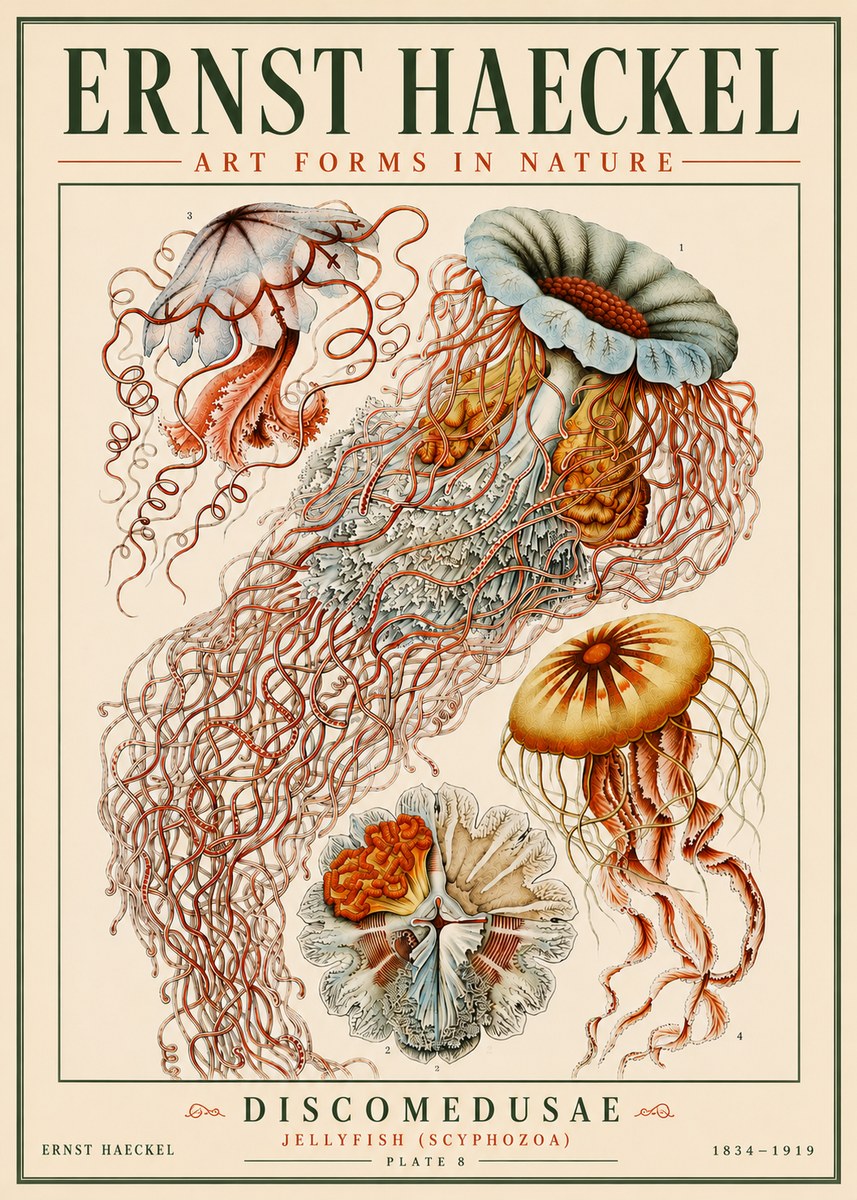 Ernst Haeckel Discomedusae — Jellyfish No6 - Poszter
