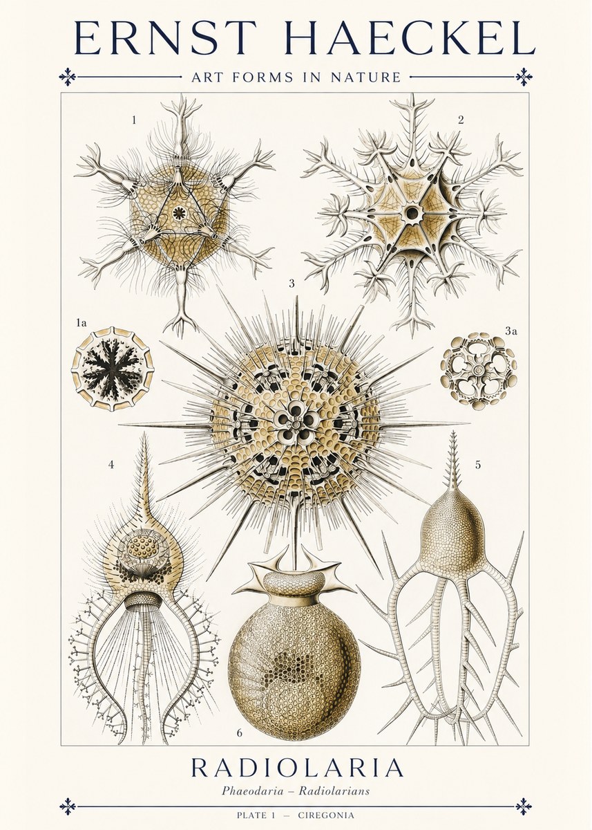 Ernst Haeckel Radiolaria - Plate 1 - Ciregonia No1 - Poszter