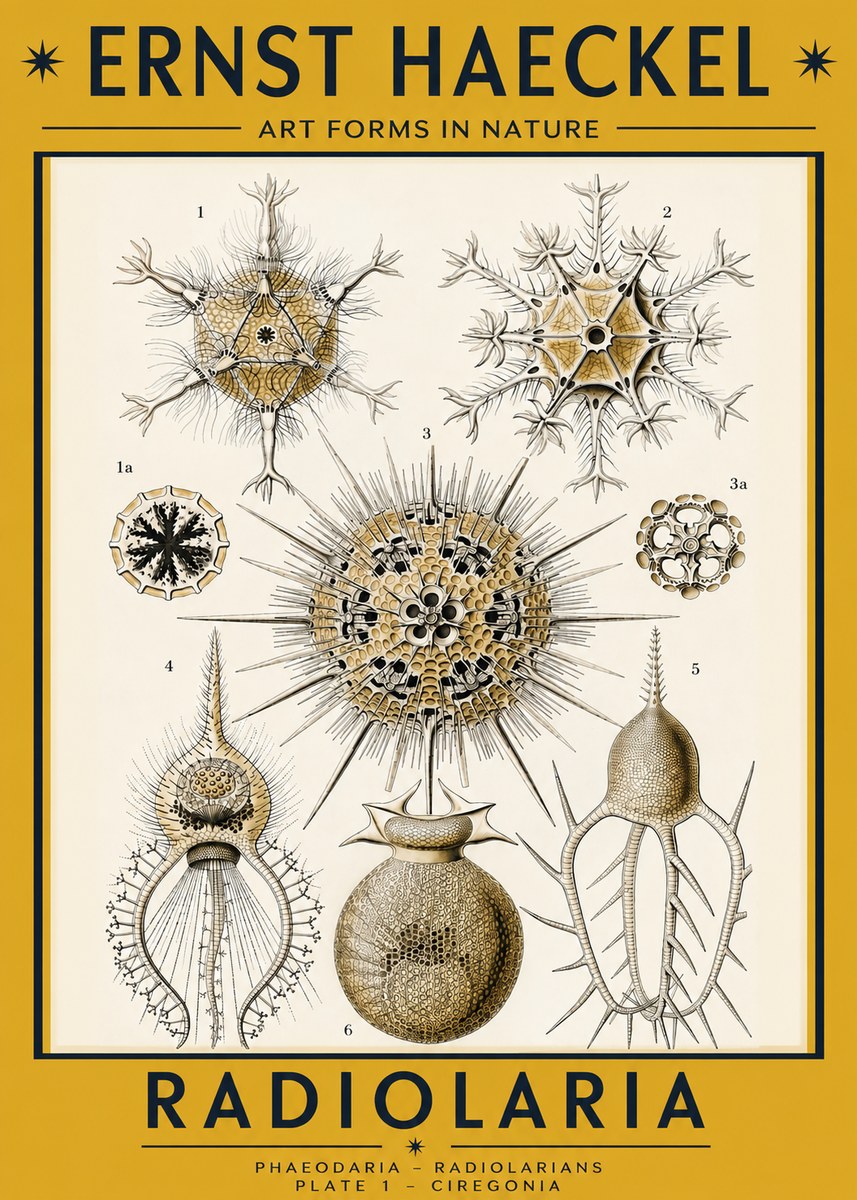 Ernst Haeckel Radiolaria - Plate 1 - Ciregonia No2 - Poszter
