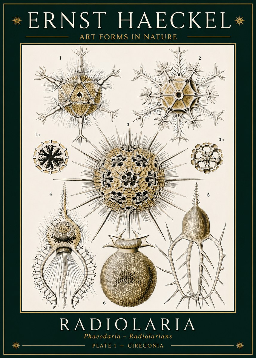Ernst Haeckel Radiolaria - Plate 1 - Ciregonia No3 - Poszter
