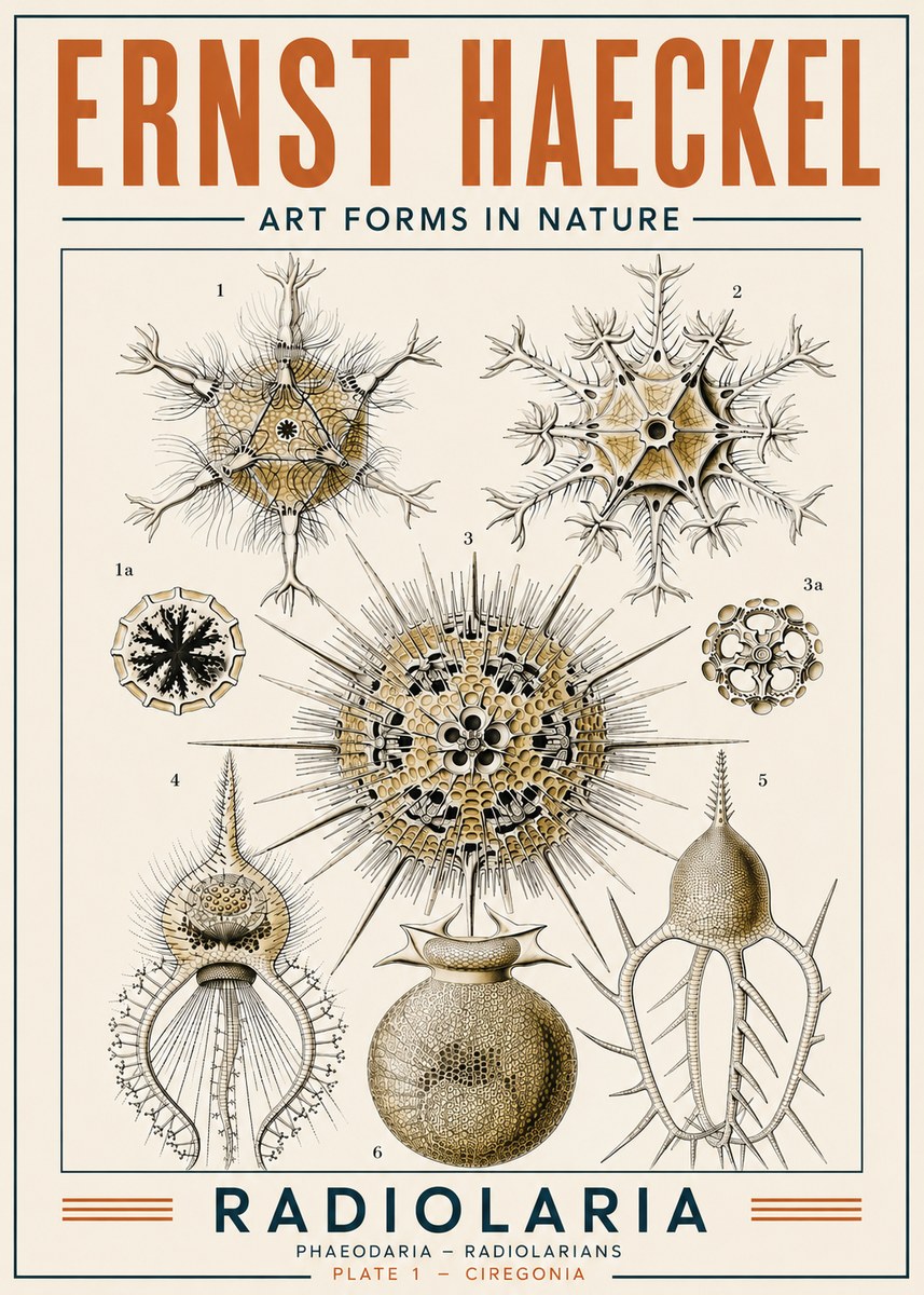 Ernst Haeckel Radiolaria - Plate 1 - Ciregonia No4 - Poszter