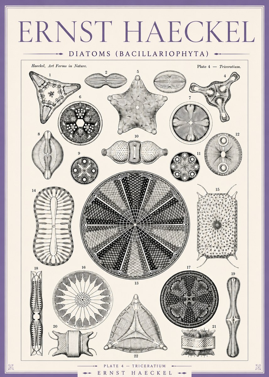 Ernst Haeckel Diatoms (Bacillariophyta) Plate 4 – Triceratium No3 - Poszter