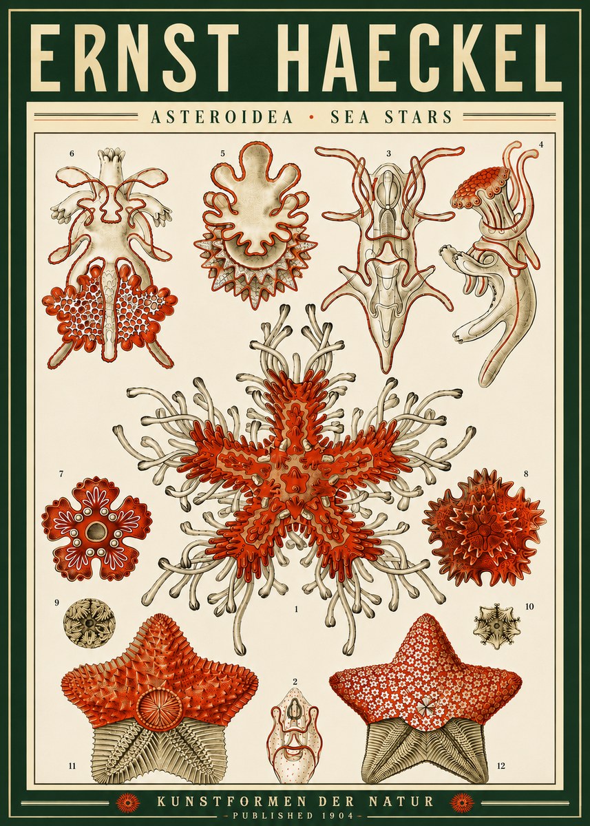Ernst Haeckel Asteroidea. Sea Stars No4 - Poszter