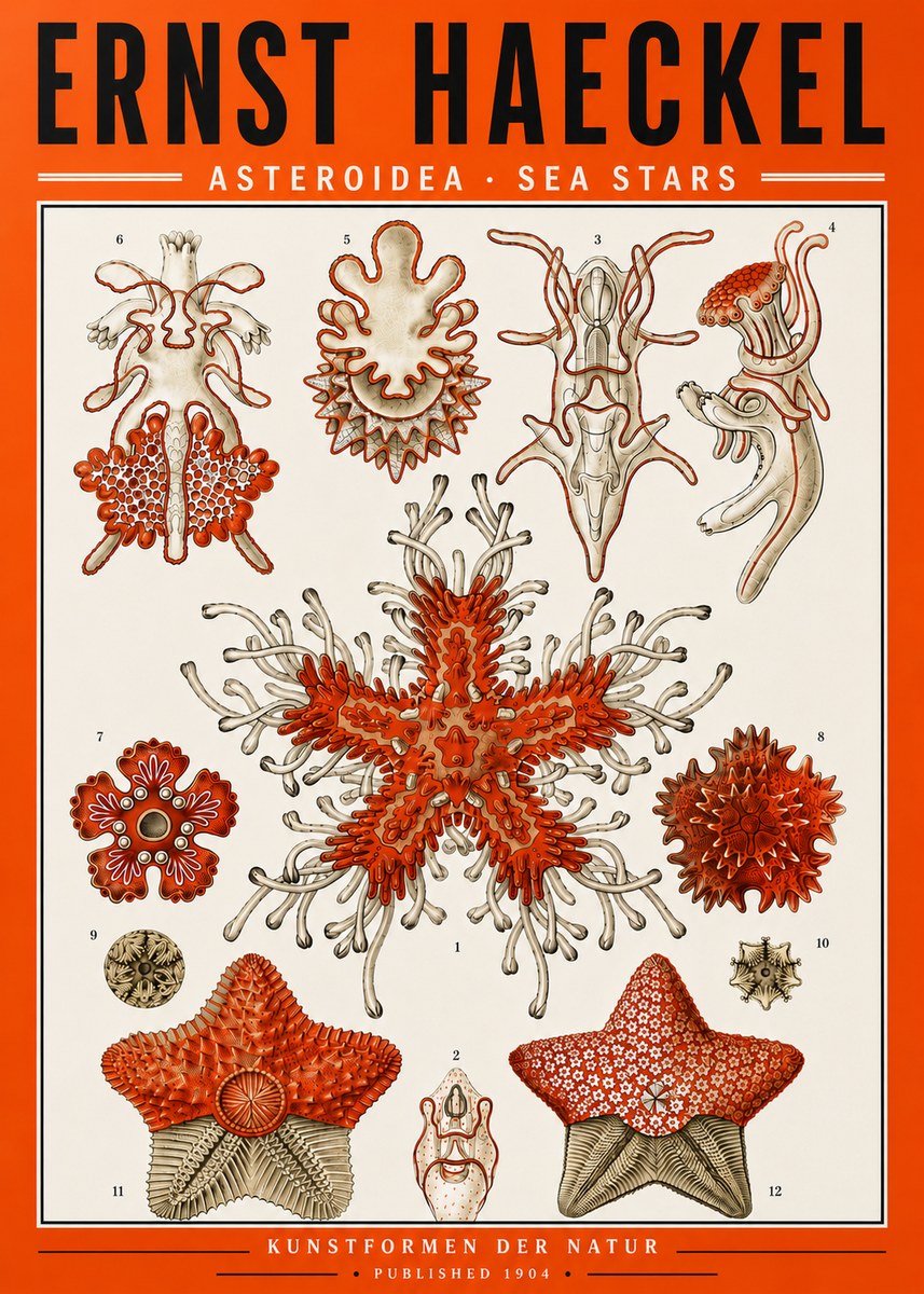 Ernst Haeckel Asteroidea. Sea Stars No5 - Poszter
