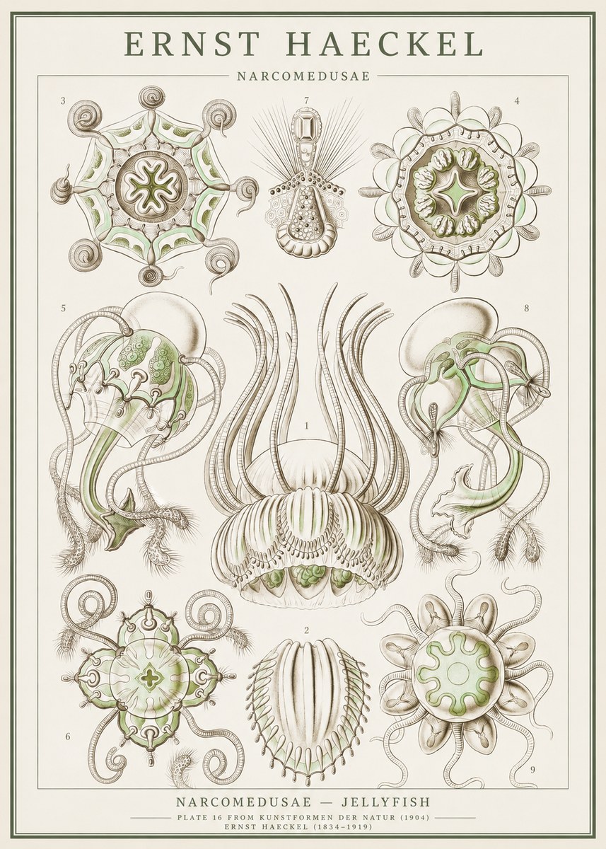 Ernst Haeckel Narcomedusae - Jellyfish No1 - Poszter
