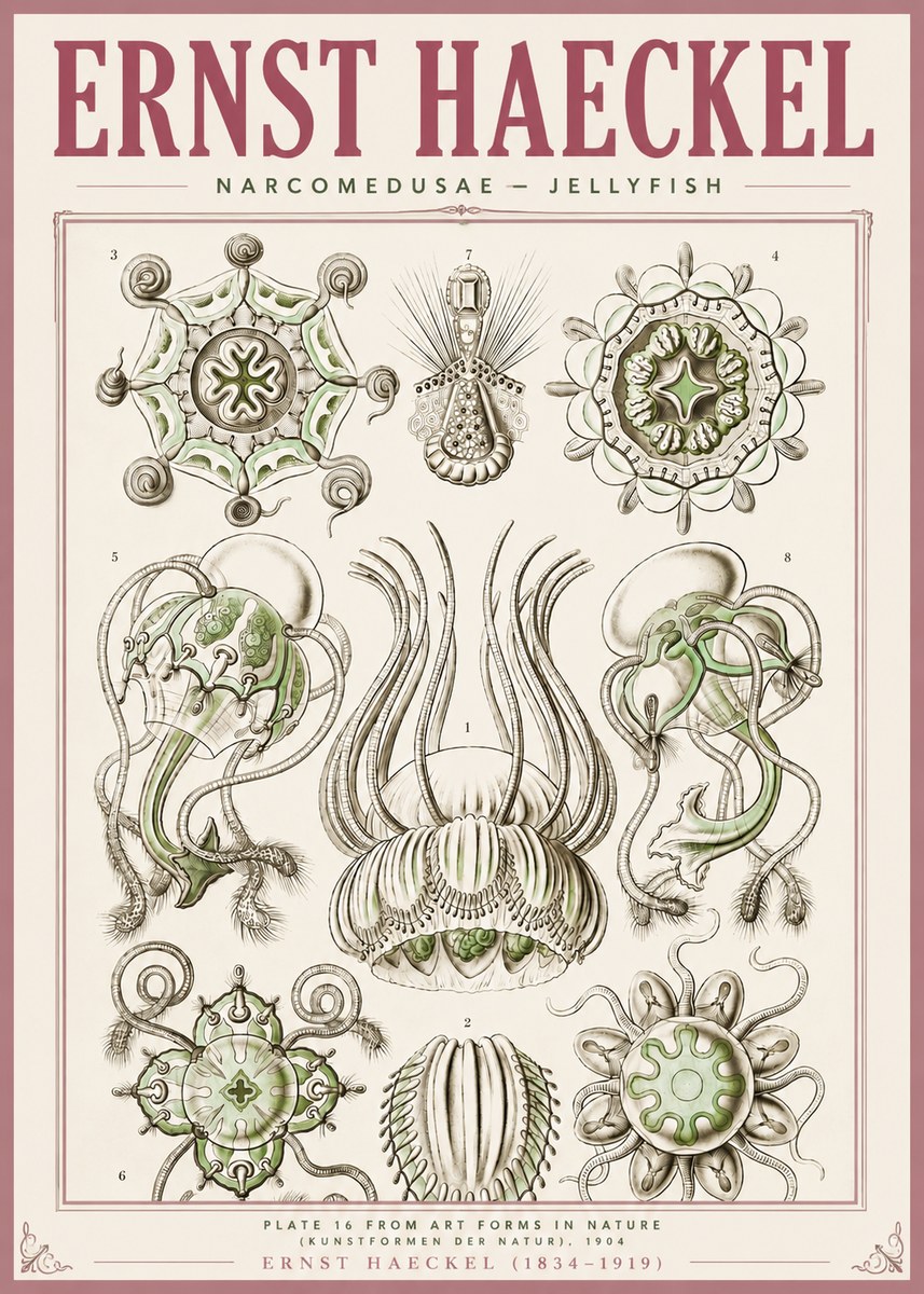 Ernst Haeckel Narcomedusae - Jellyfish No4 - Poszter