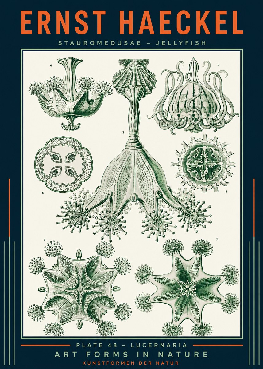 Ernst Haeckel Stauromedusae – Jellyfish No2 - Poszter