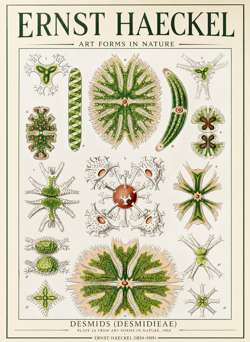 Ernst Haeckel Desmids (Desmidieae) No1 - Poszter