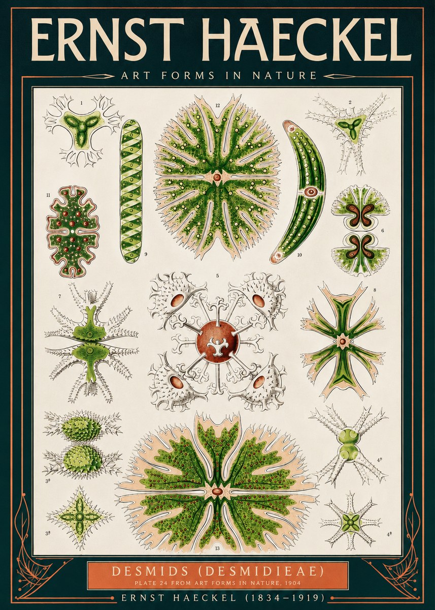Ernst Haeckel Desmids (Desmidieae) No2 - Poszter