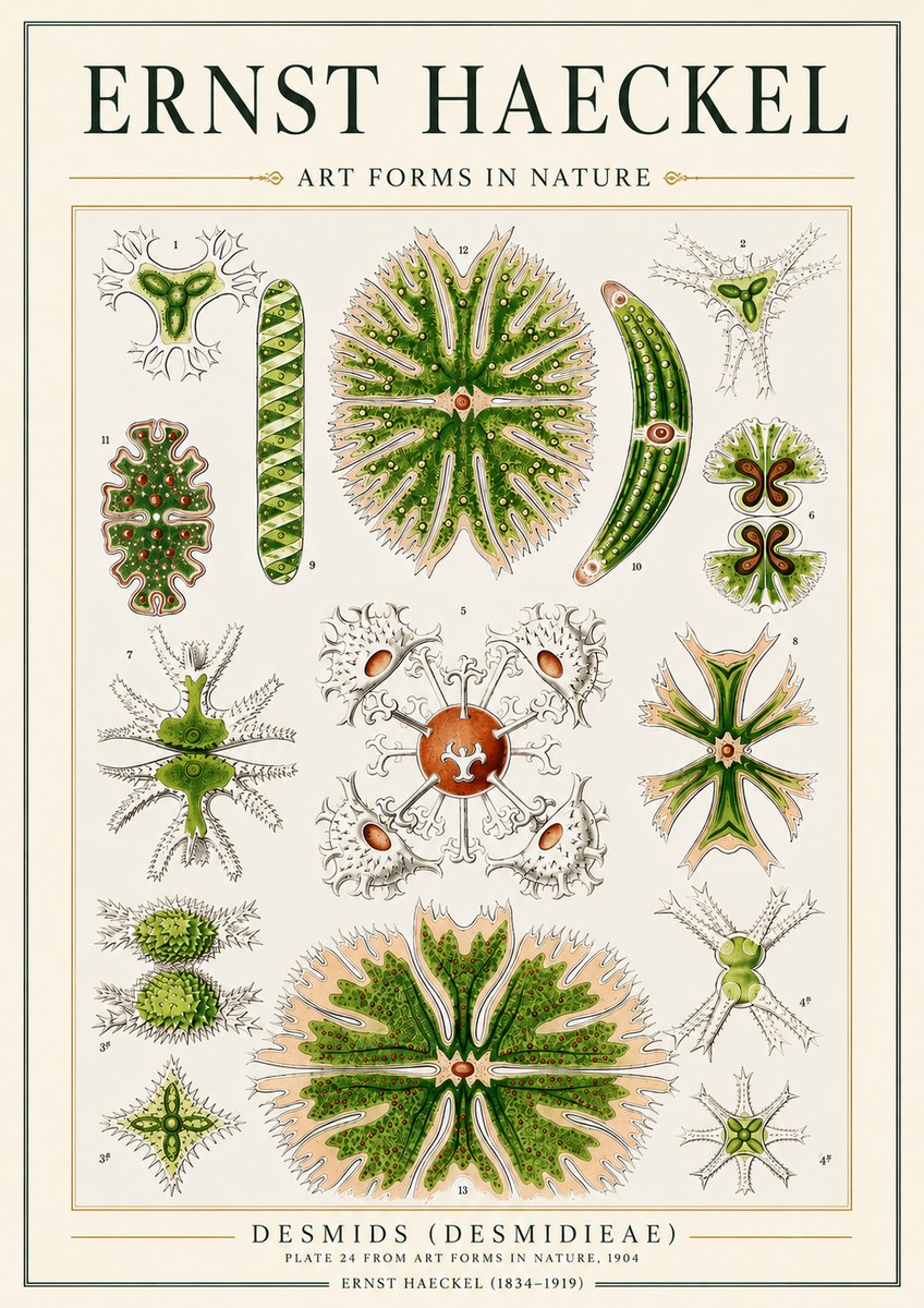 Ernst Haeckel Desmids (Desmidieae) No3 - Poszter