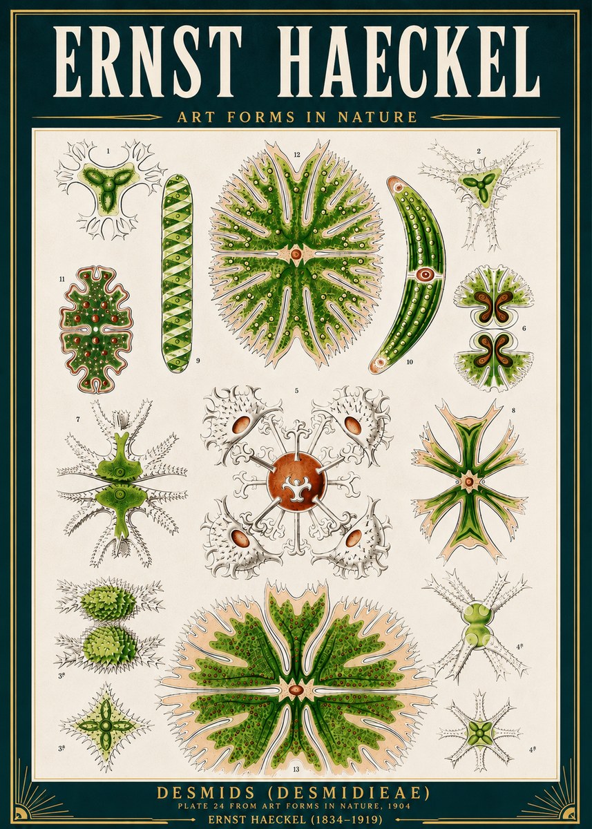 Ernst Haeckel Desmids (Desmidieae) No4 - Poszter