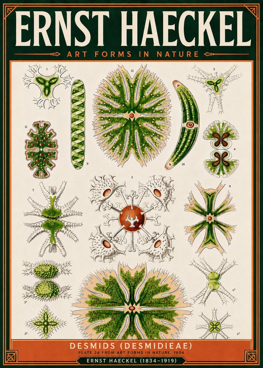 Ernst Haeckel Desmids (Desmidieae) No5 - Poszter