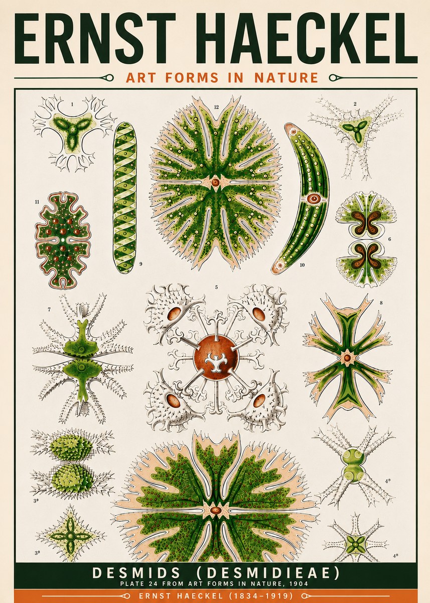 Ernst Haeckel Desmids (Desmidieae) No6 - Poszter