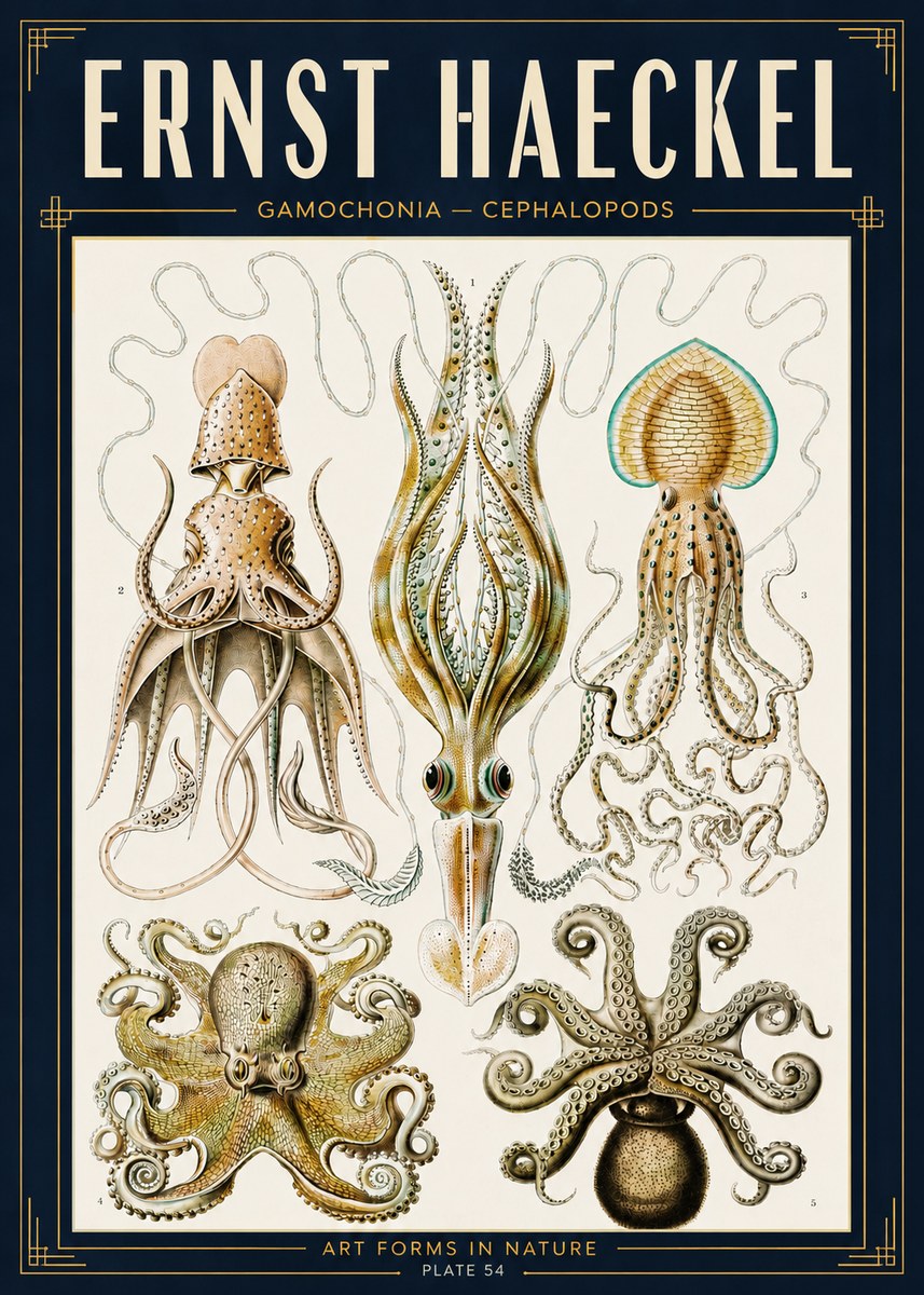 Ernst Haeckel Cephalopods Octopuses and Squid No5 - Poszter