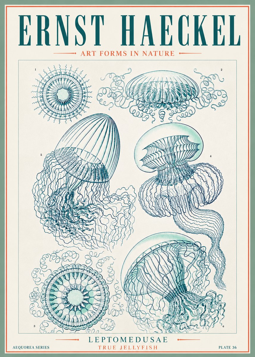 Ernst Haeckel Leptomedusae True Jellyfish No3 - Poszter