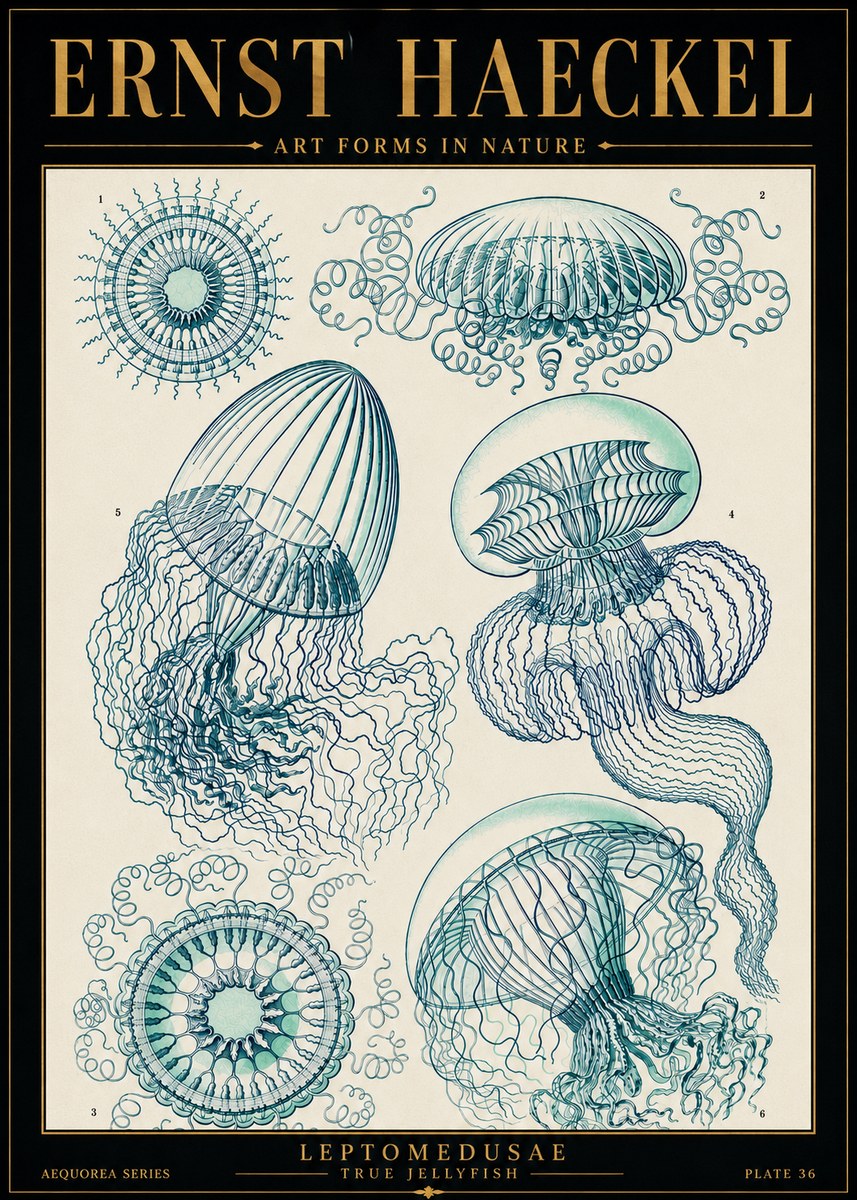 Ernst Haeckel Leptomedusae True Jellyfish No5 - Poszter