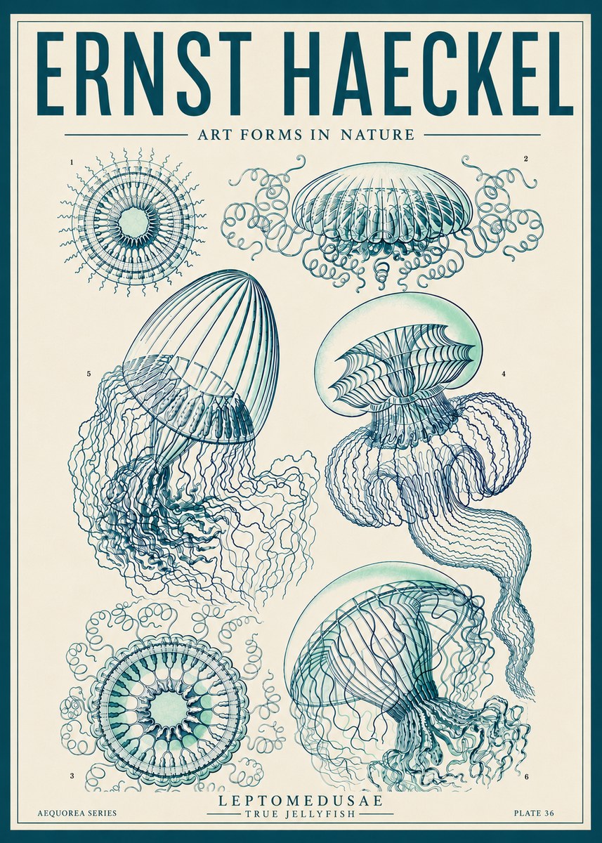 Ernst Haeckel Leptomedusae True Jellyfish No6 - Poszter