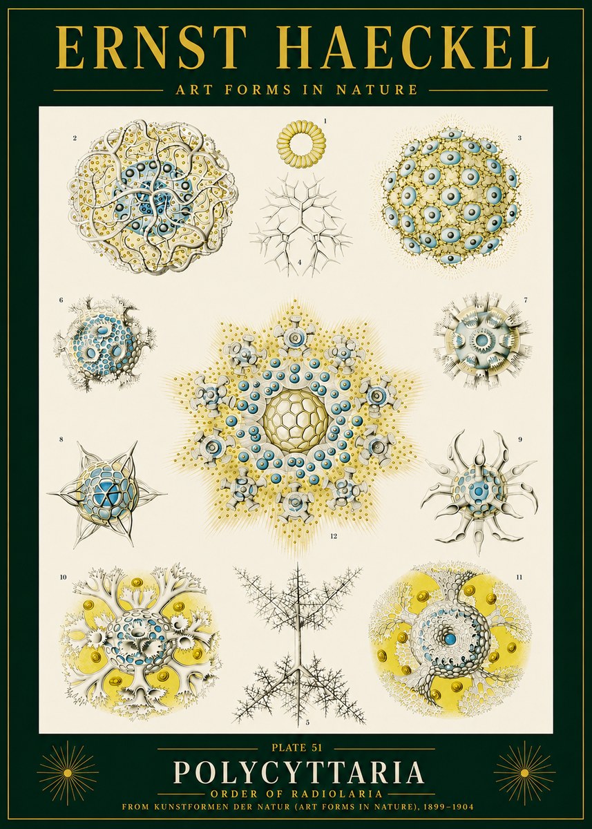 Ernst Haeckel Polycyttaria – Order of Radiolaria No4 - Poszter
