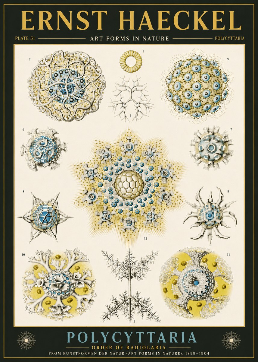 Ernst Haeckel Polycyttaria – Order of Radiolaria No6 - Poszter