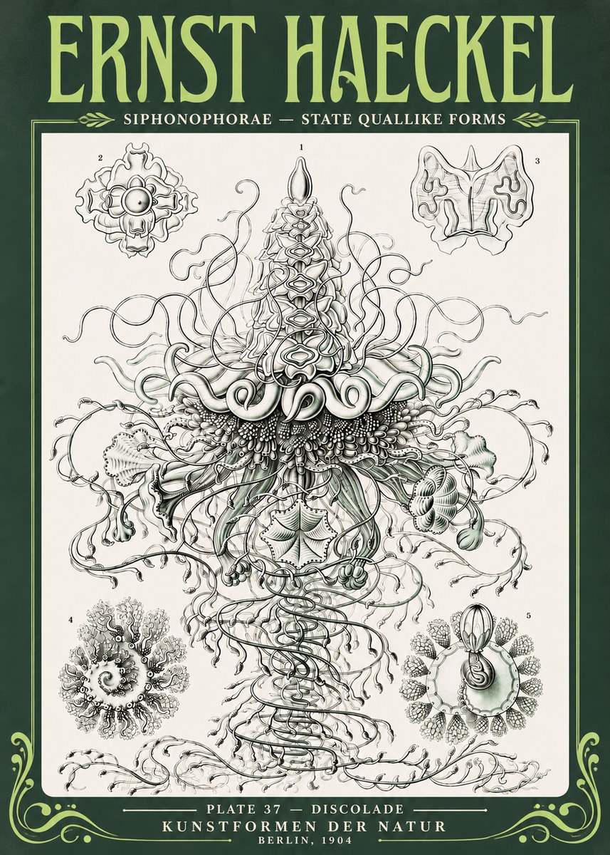 Ernst Haeckel Siphonophorae – State Quallike Forms No4 - Poszter