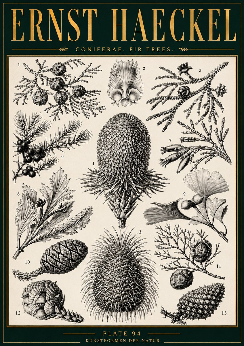 Ernst Haeckel Coniferae. Fir Trees. No4 - Poszter