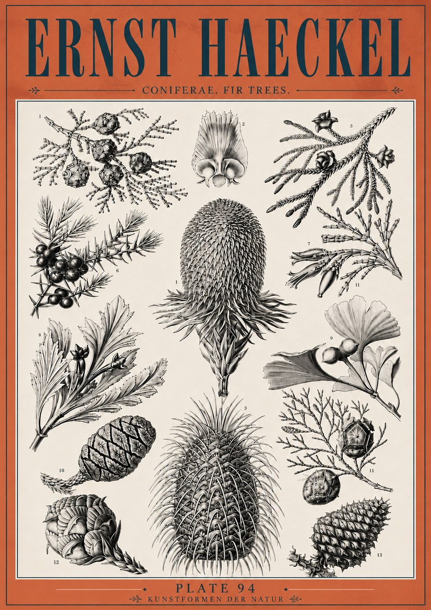 Ernst Haeckel Coniferae. Fir Trees. No6 - Poszter