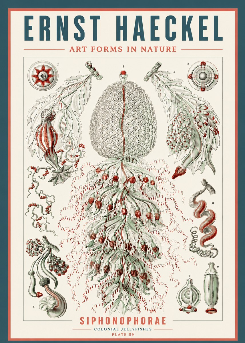 Ernst Haeckel Siphonophorae - State Colonies No5 - Poszter
