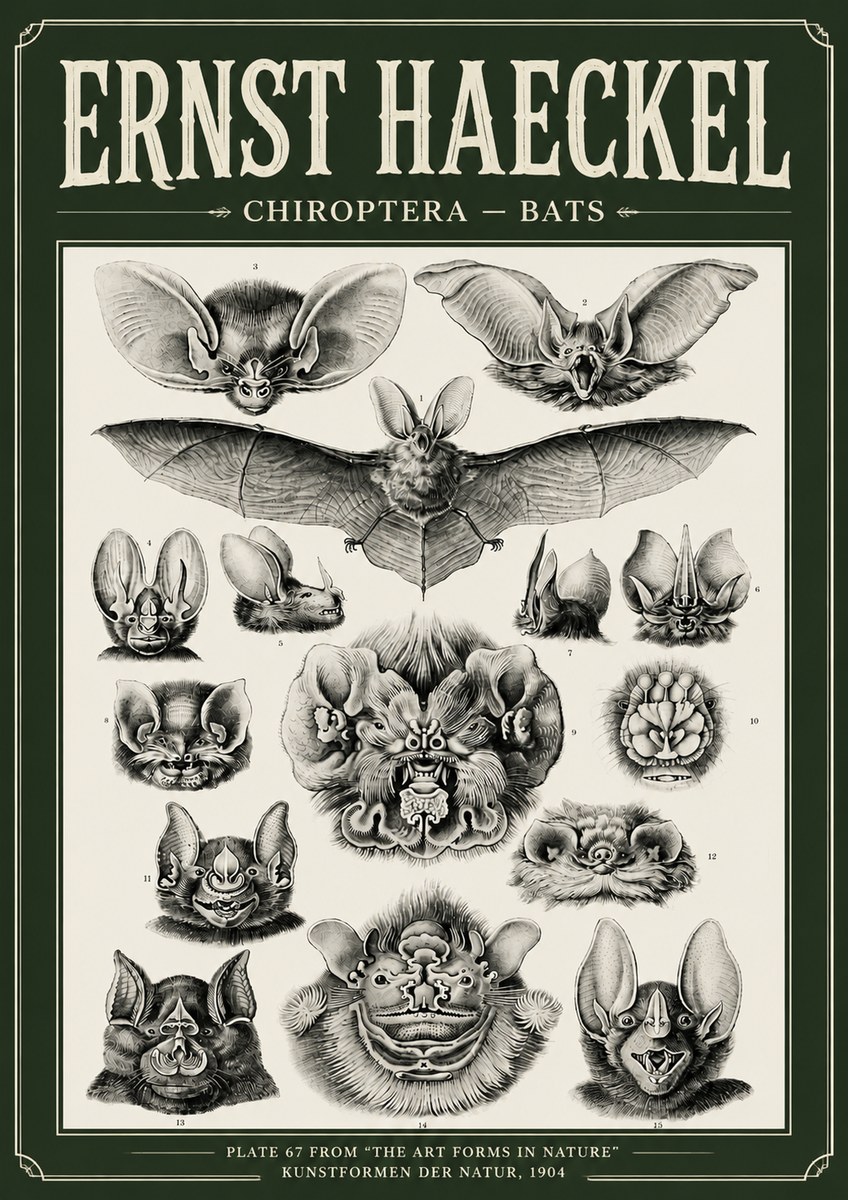 Ernst Haeckel Chiroptera Bats No6 - Poszter
