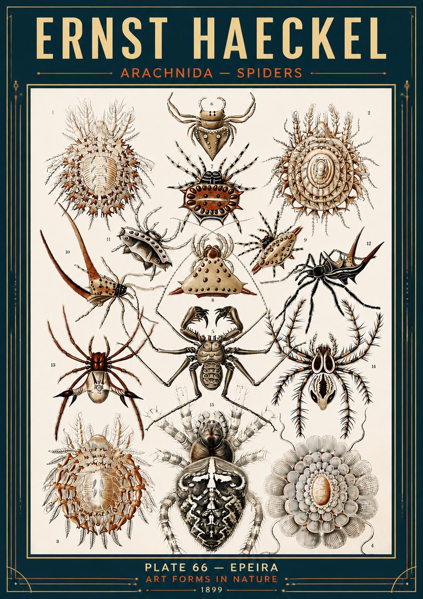 Ernst Haeckel Arachnida — Spiders No6 - Poszter