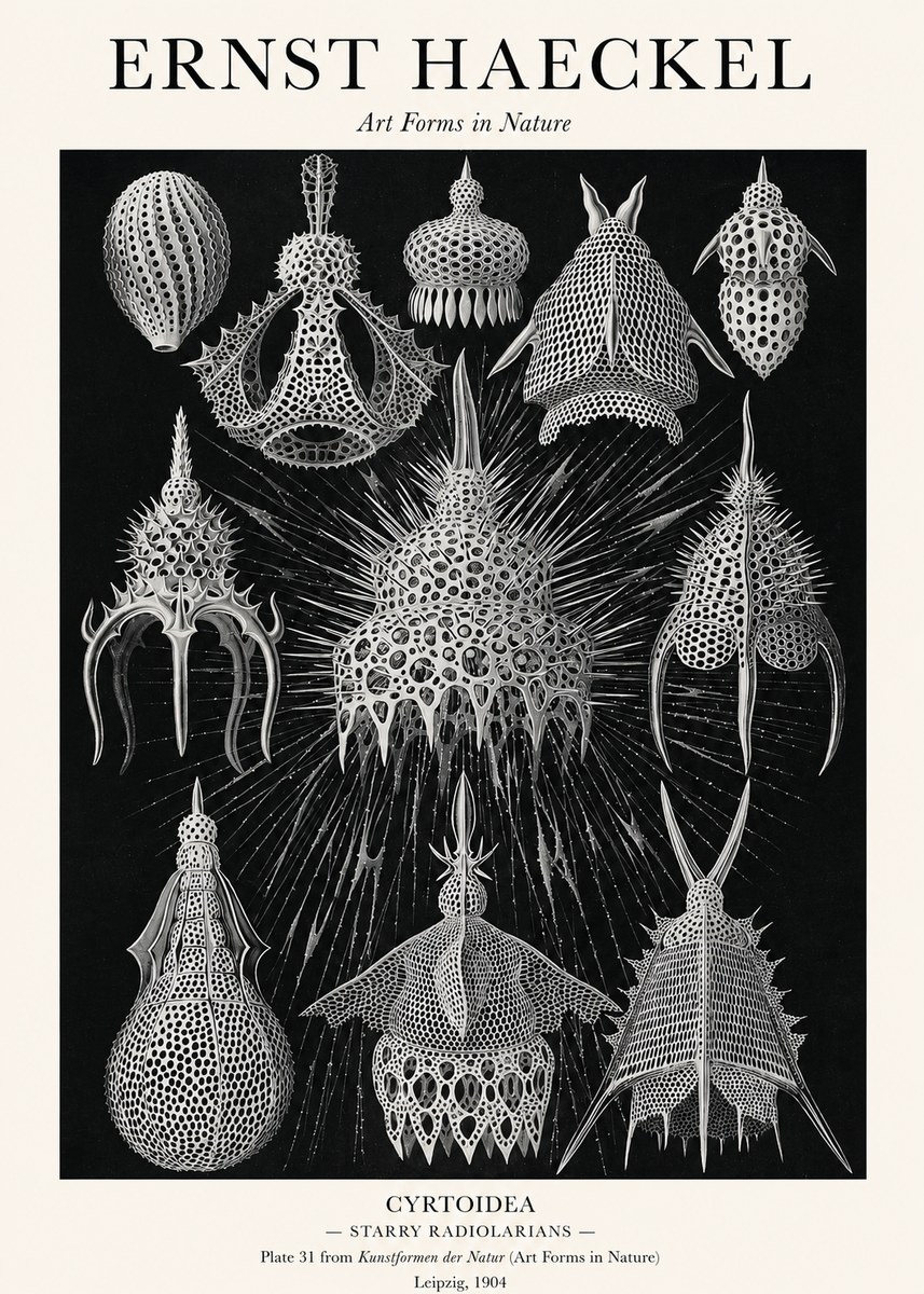 Ernst Haeckel Cyrtoidea - Starry Radiolarians No1 - Poszter