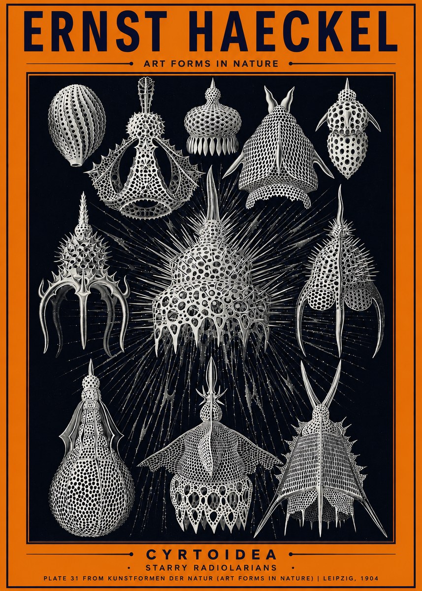 Ernst Haeckel Cyrtoidea - Starry Radiolarians No2 - Poszter