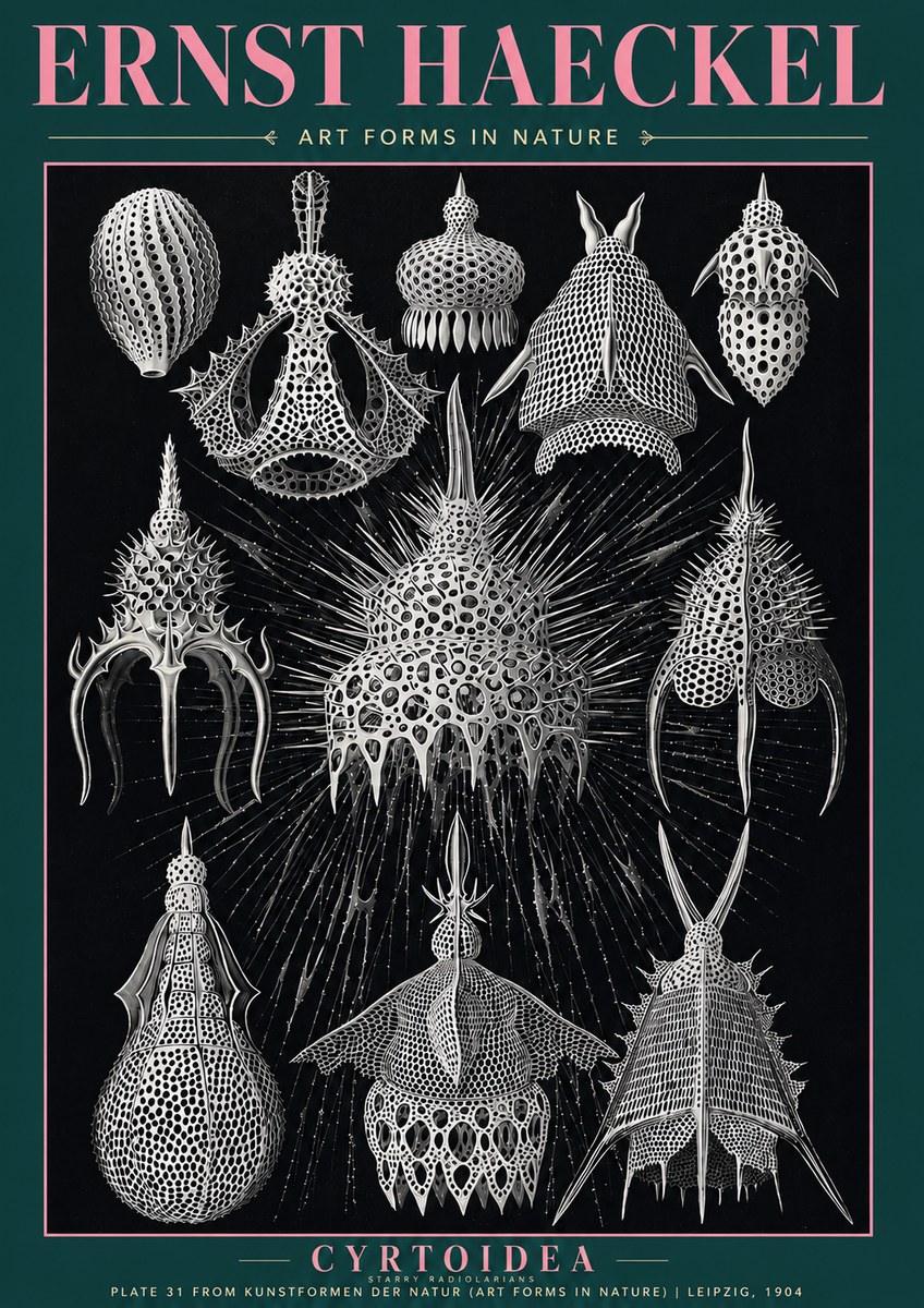 Ernst Haeckel Cyrtoidea - Starry Radiolarians No3 - Poszter