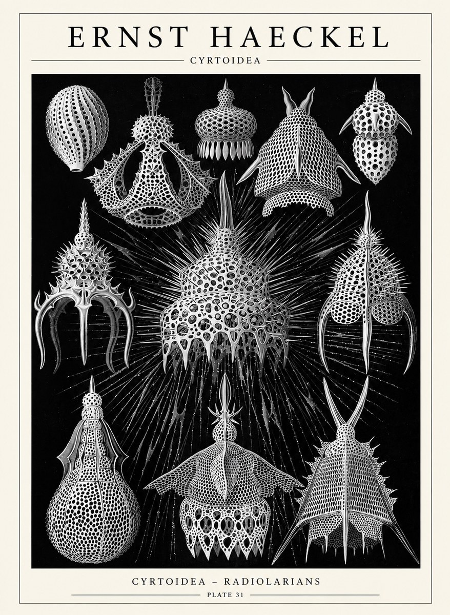 Ernst Haeckel Cyrtoidea - Starry Radiolarians No6 - Poszter