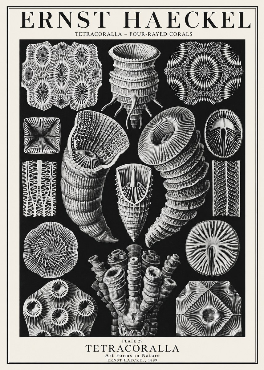Ernst Haeckel Tetracoralla - Four-rayed Corals No1 - Poszter