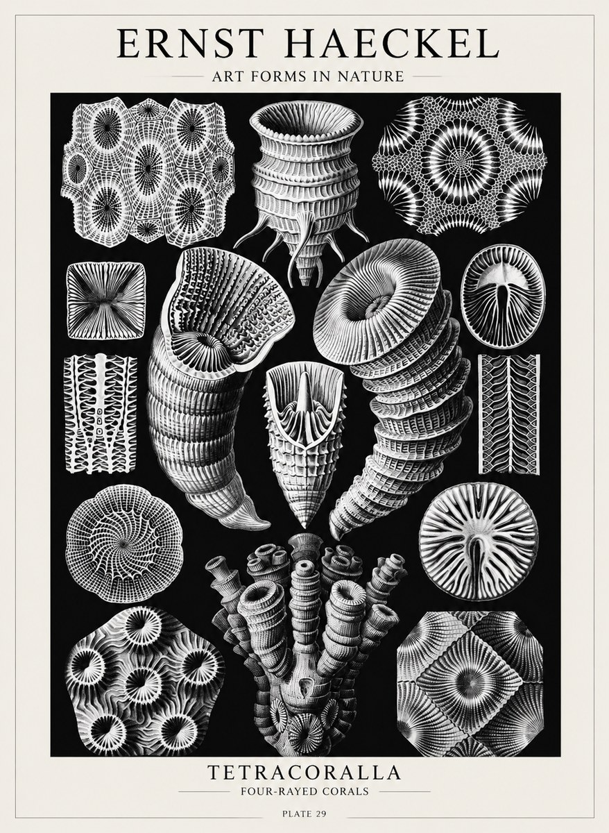 Ernst Haeckel Tetracoralla - Four-rayed Corals No4 - Poszter