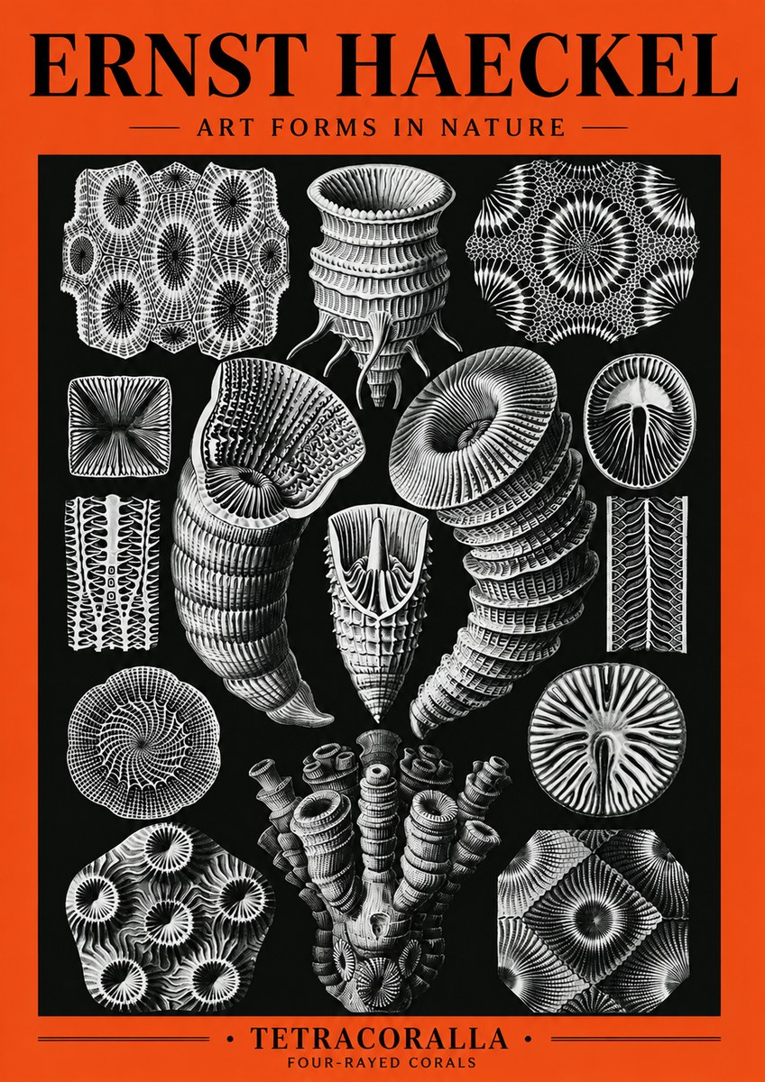 Ernst Haeckel Tetracoralla - Four-rayed Corals No5 - Poszter