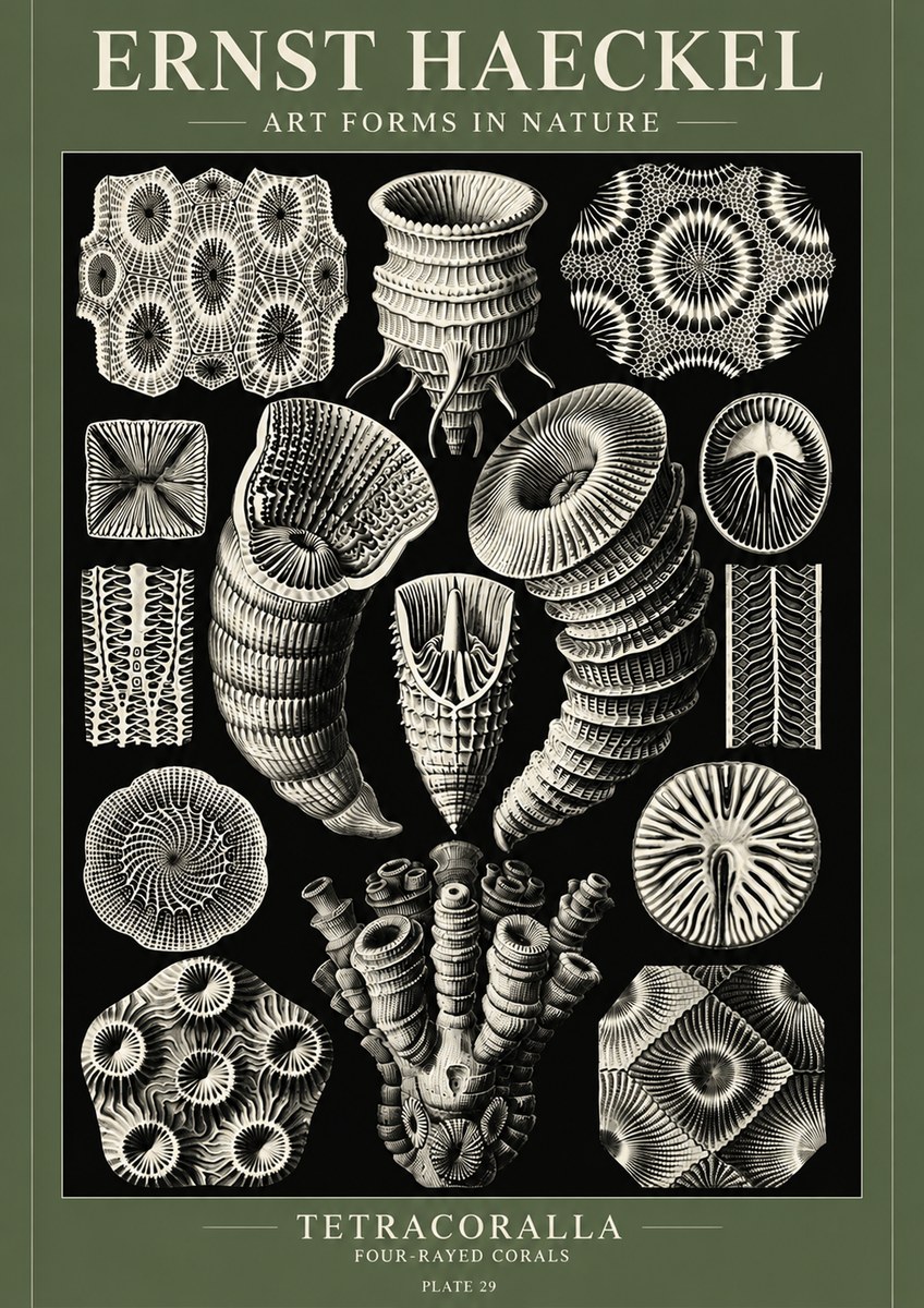 Ernst Haeckel Tetracoralla - Four-rayed Corals No6 - Poszter