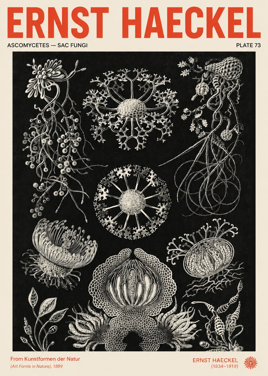Ernst Haeckel Ascomycetes — Sac Fungi No4 - Poszter