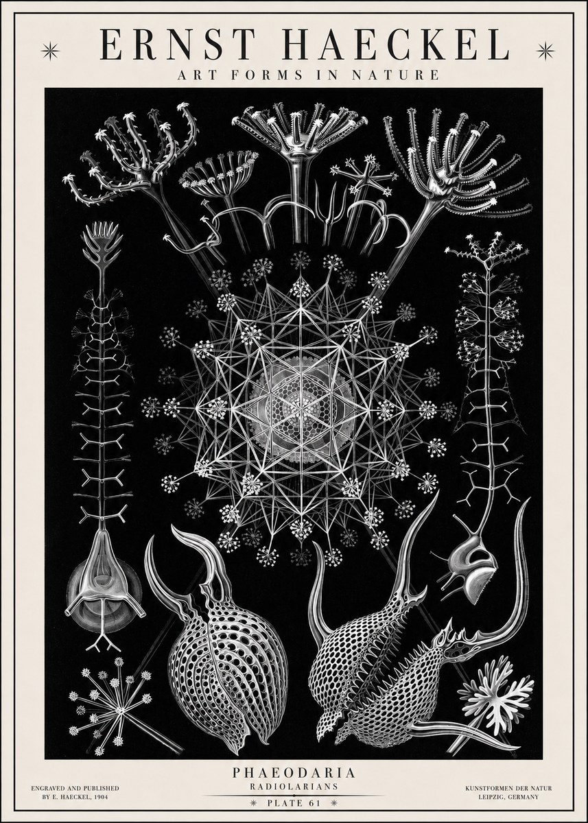 Ernst Haeckel Phaeodaria Radiolarians - Plate 61 No1 - Poszter