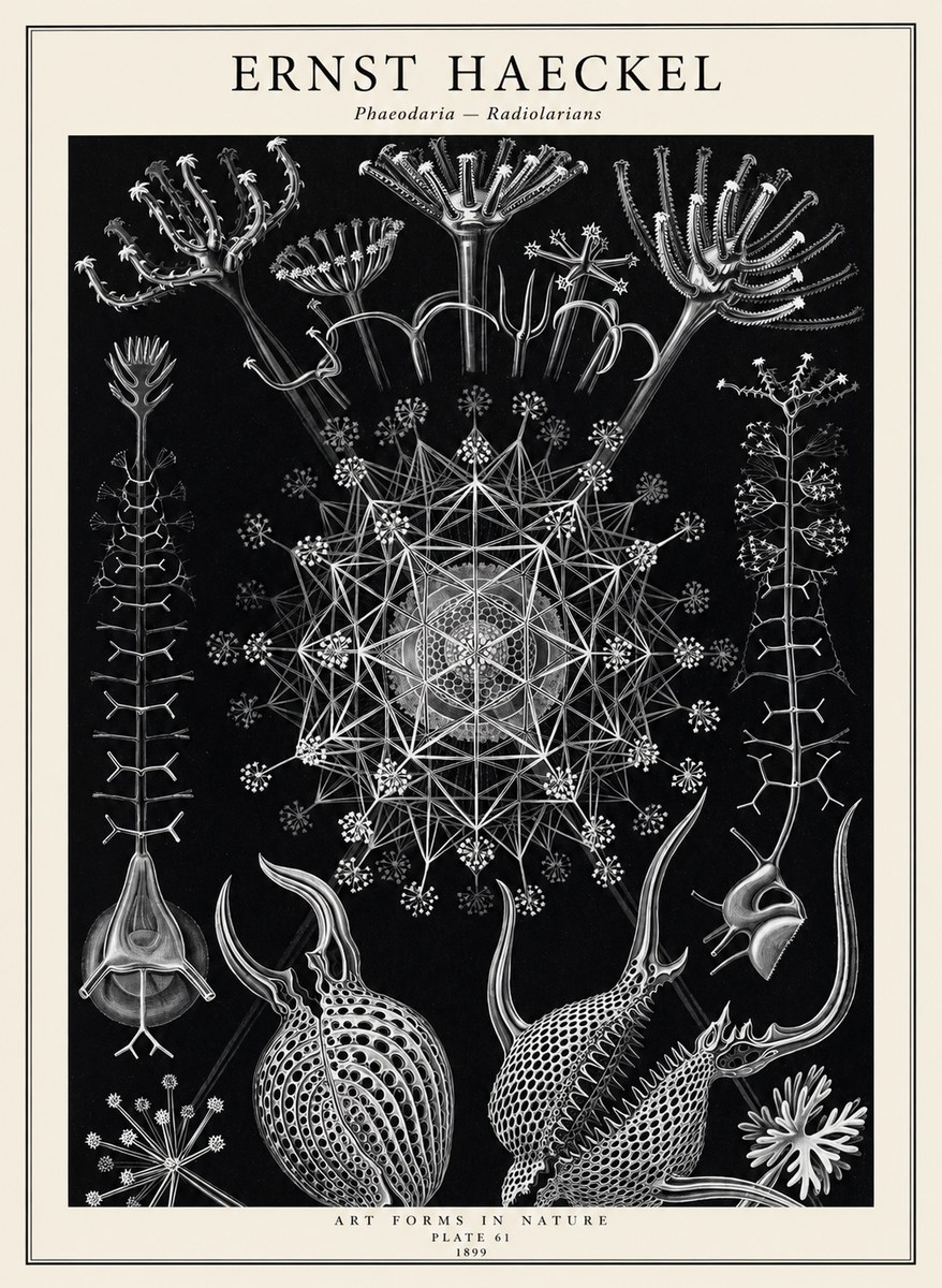 Ernst Haeckel Phaeodaria Radiolarians - Plate 61 No2 - Poszter